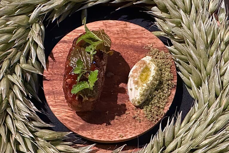 Photo gallery of SALT in Budapest, featuring inventive plating, seasonal dishes with herb-forward presentation, and a poppy seed–based course reflecting the restaurant’s contemporary interpretation of Hungarian cuisine.